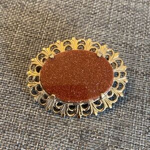 Vintage Goldstone Brooch
